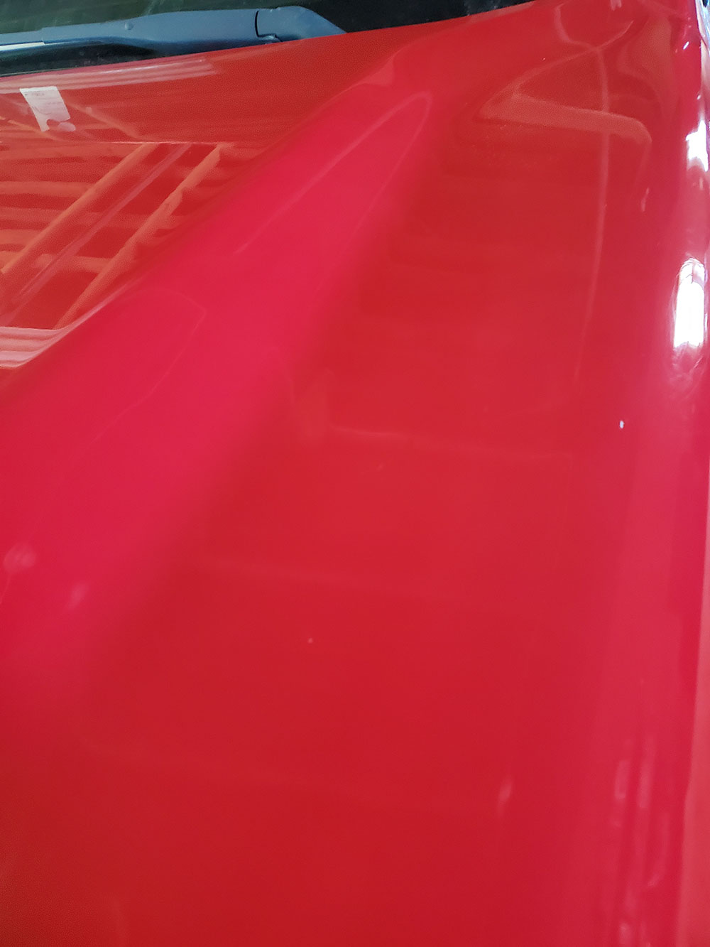 Red truck hood detail