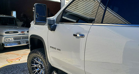 White truck detail after